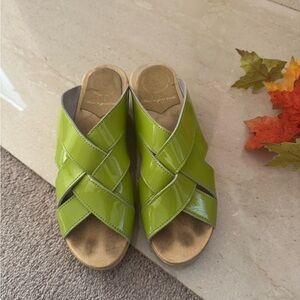 No. 6 Lime Green Chunky Mules